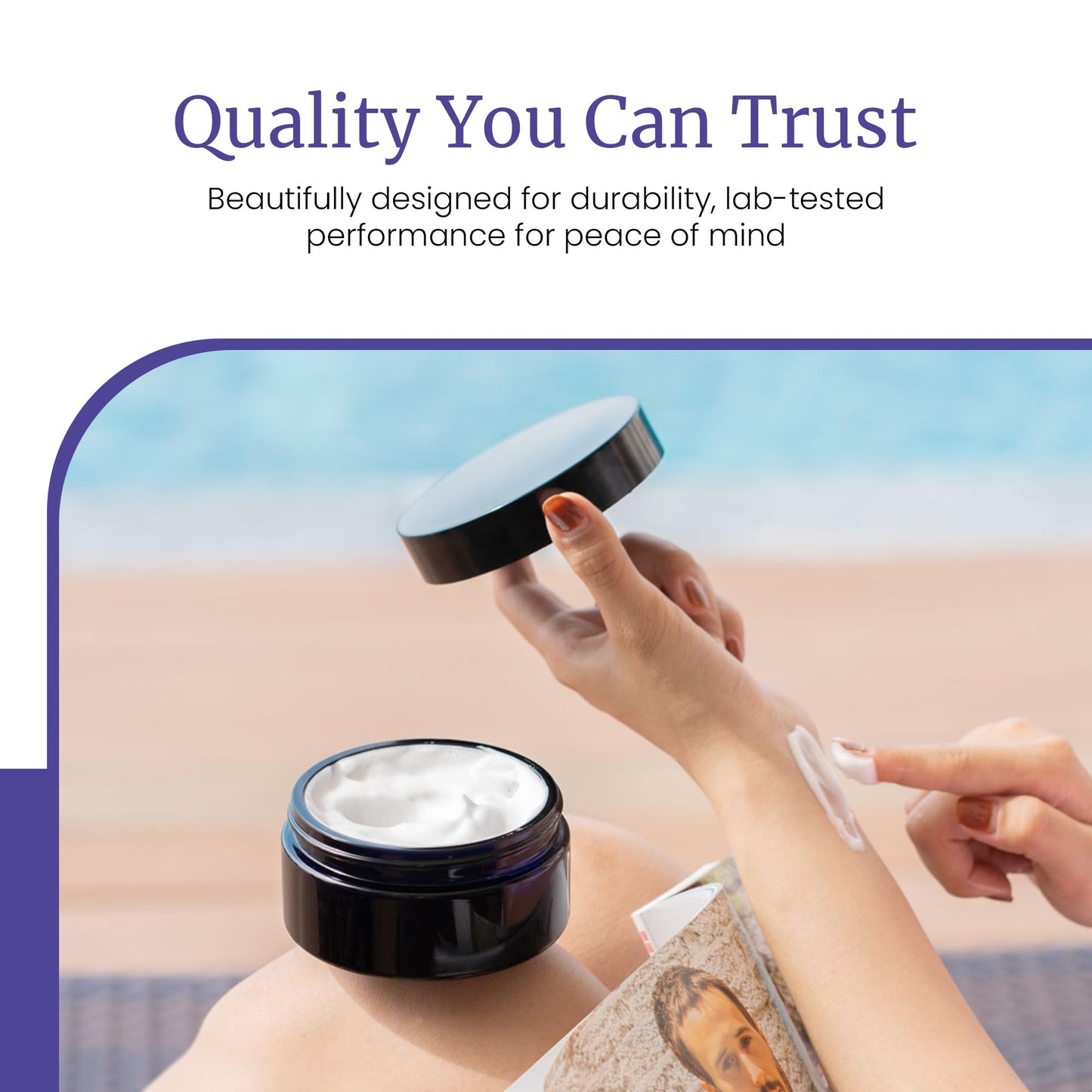 Infinity Jars 200 Ml (6.76 fl OZ) Glass Lotion Container with Lid, Refillable UV Cosmetic Jar for Creams, DIY, Travel, Body Butter | Small Wide Mouth Empty Lotion Jar, Airtight Cosmetic Container