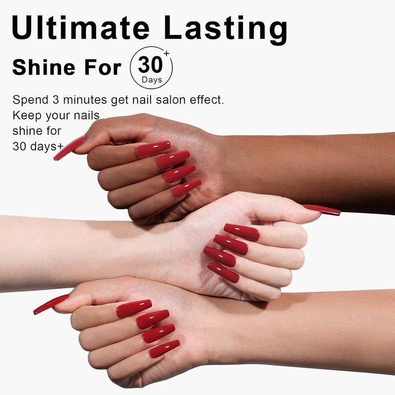 L'UGX Red Gel Nail Polish - Christmas Cherry Dark Red Soak Off UV Gel | 15ML for DIY Manicure & Pedicure