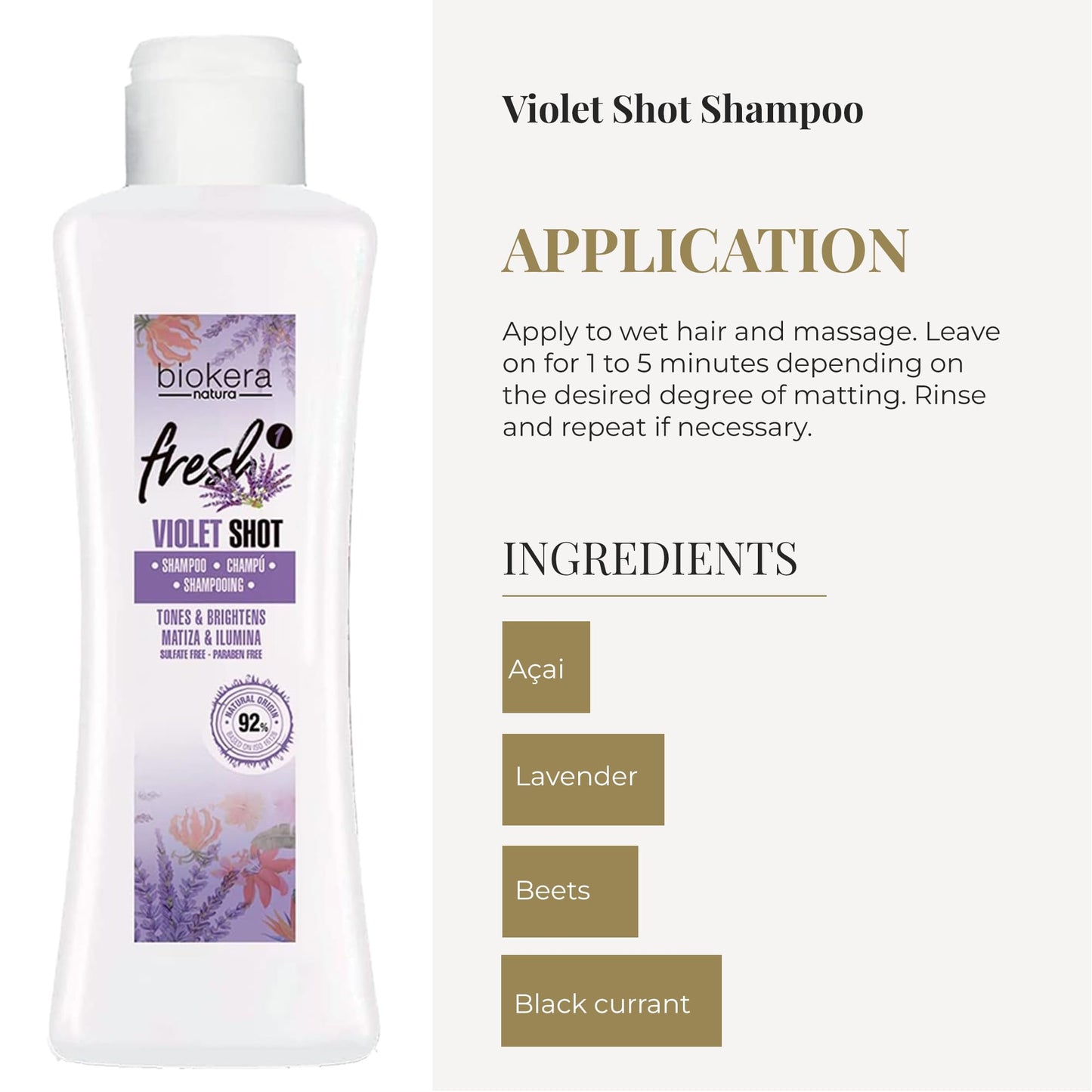SALERM - Purple Shampoo for Blonde, Gray, Highlighted, or Bleached Hair - Biokera Fresh Violet - 300 ml - Violet Shampoo - Tones and Brightens - Maintains Color - Sulfate-Free and Paraben-Free