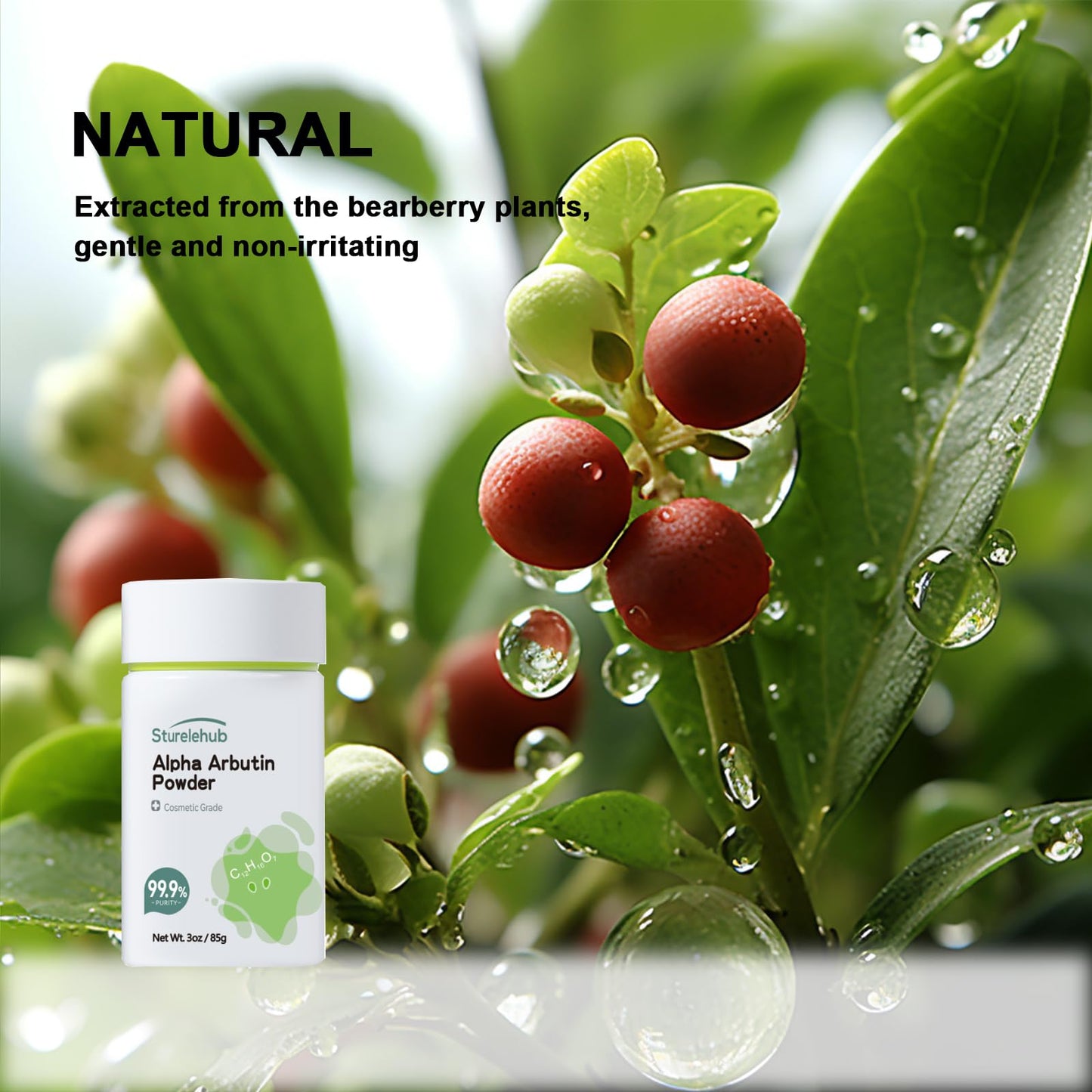 Alpha Arbutin Powder, 3OZ / 85g, 99.9% Purity, Cosmetic Grade, Alpha Arbutin Powder for Homemade Cosmetics