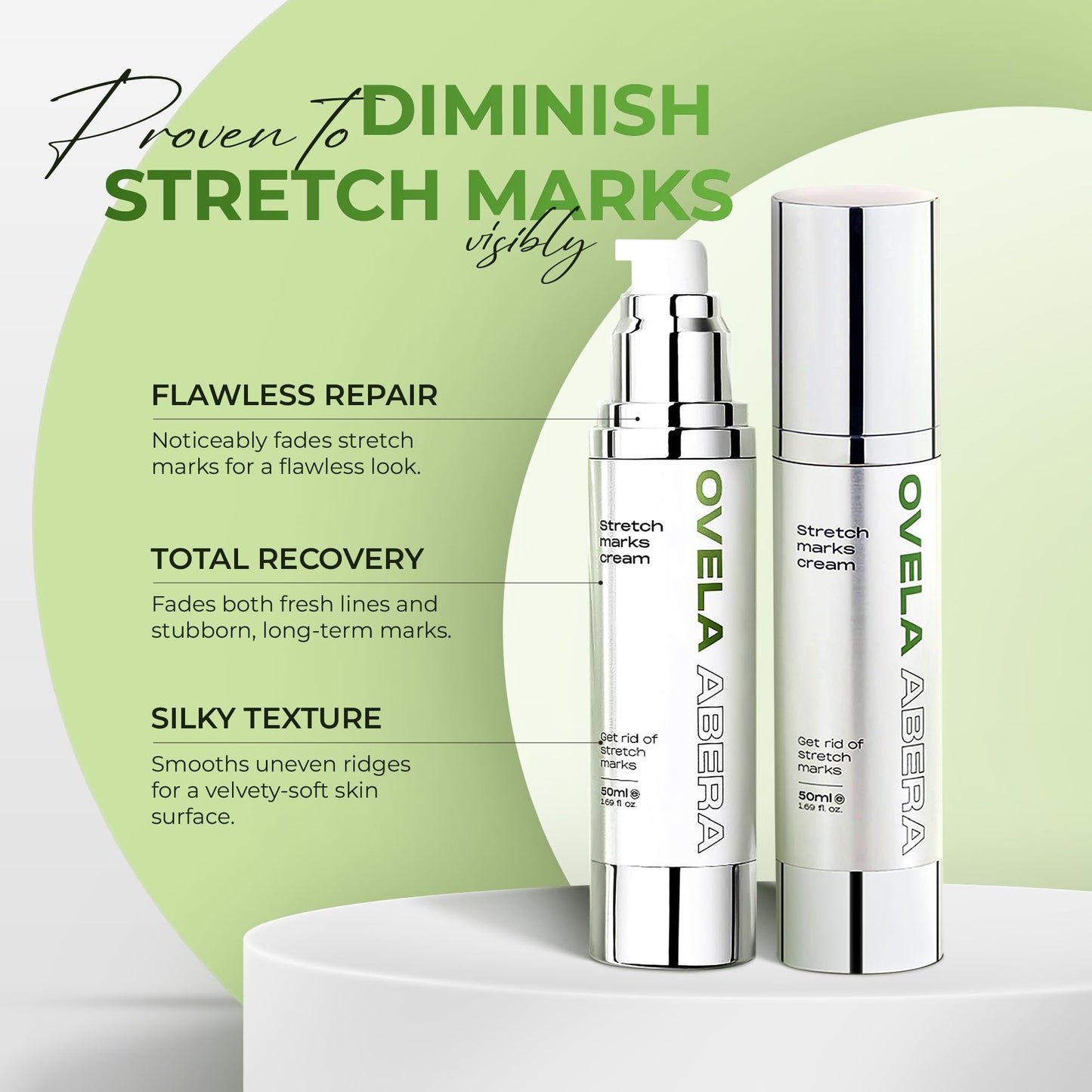 Abera Ovela Maternity Stretch Mark Cream for Pregnancy and Weight Fluctuations, Stretch Mark Treatment Pregnancy Must Haves, Deep Stretch Mark Removal, 1.69 fl oz