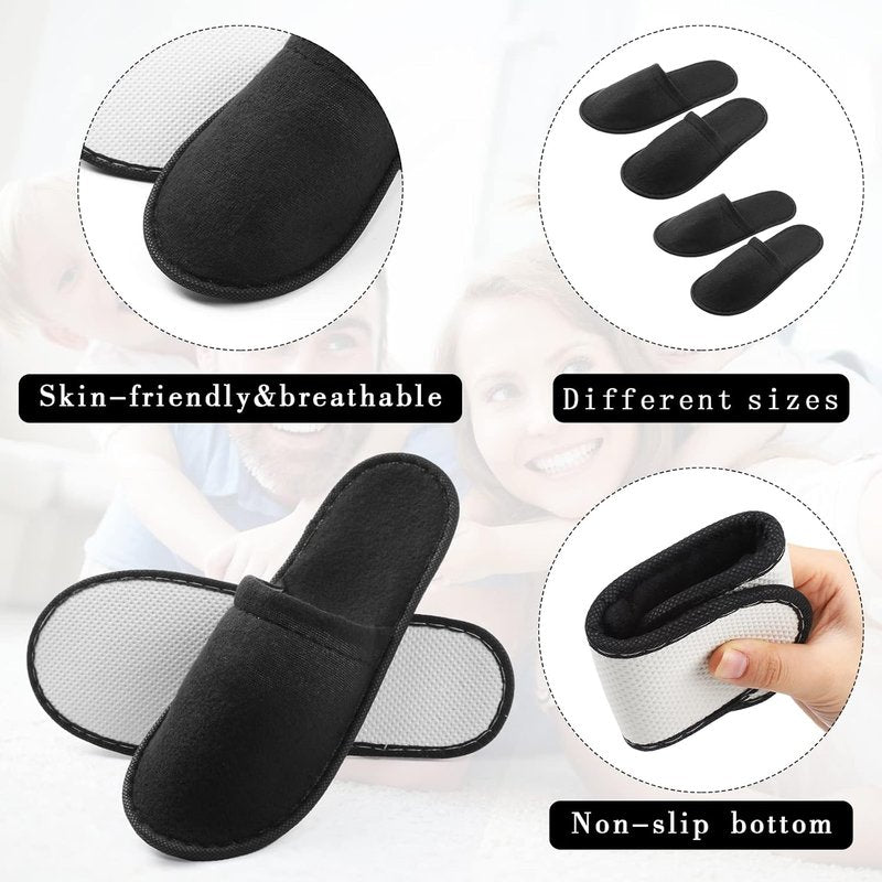 Disposable Spa Slippers - 30 Pairs Non-Slip Closed Toe Indoor Slippers for Men & Women | Ideal for Home, Weddings, & Travel
