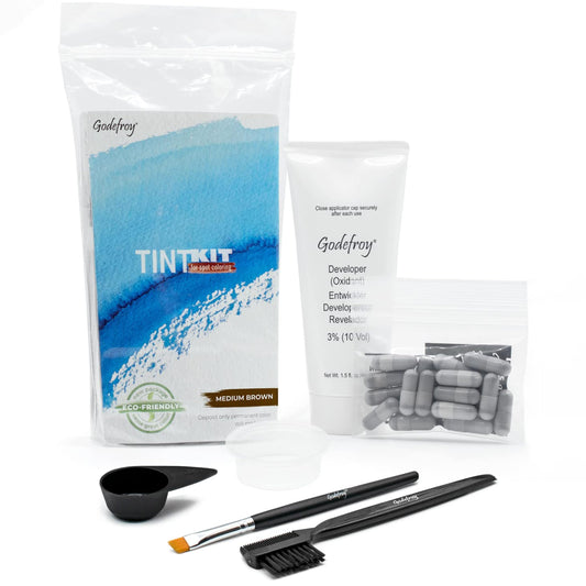 Godefroy Hair Color Tint Kit for 100% Gray Coverage, Medium Brown, 20 Applications, Long-Lasting Root Touch-Up for Men & Women, Pre-Measured Capsules, No Waste, DIY Salon-Quality Results at Home