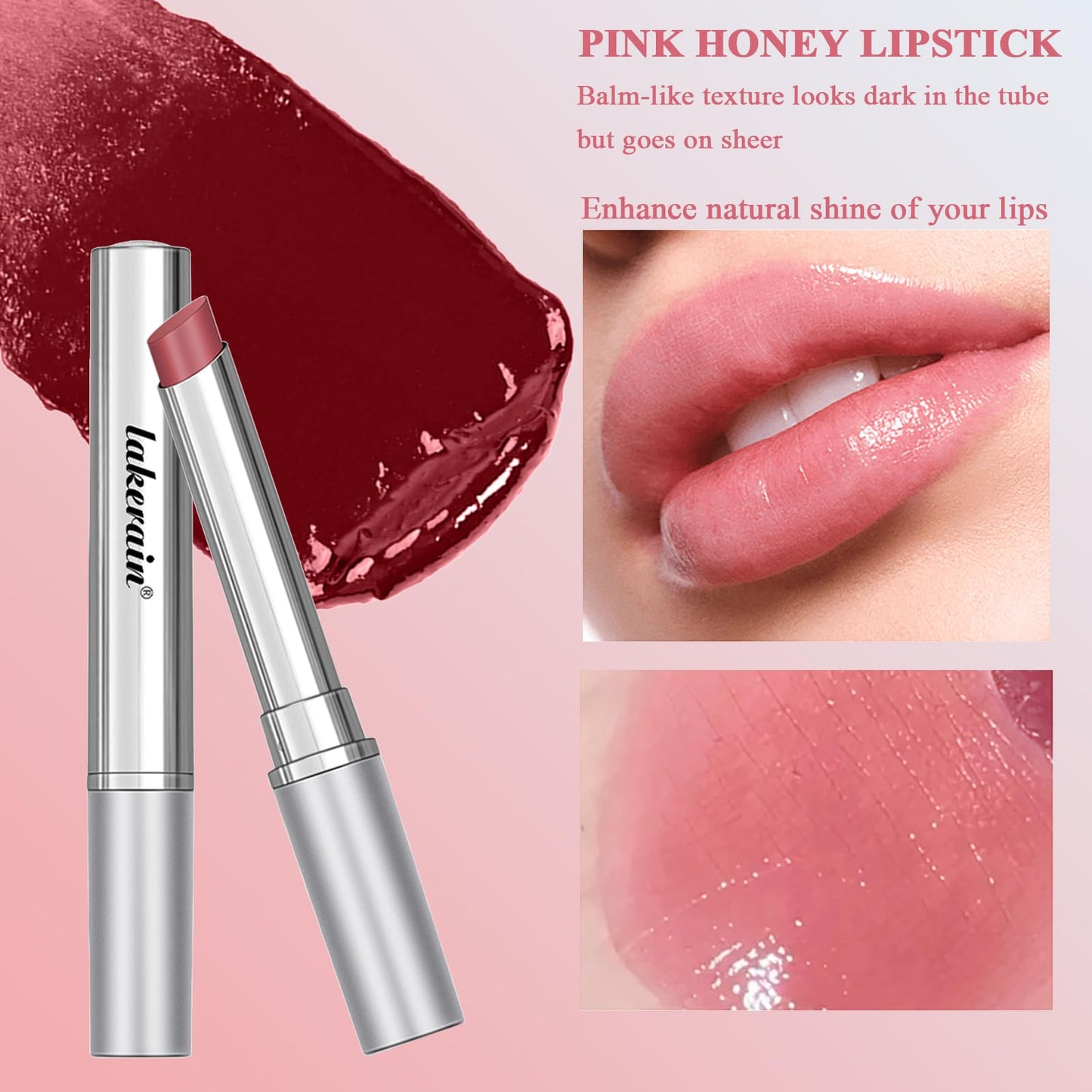 SHEEYOON Honey Lipstick Tinted Lip balm, Hydrating Nourishing Sheer Formula Lipstick, Natural Glossy Finish (1 PC PINK)