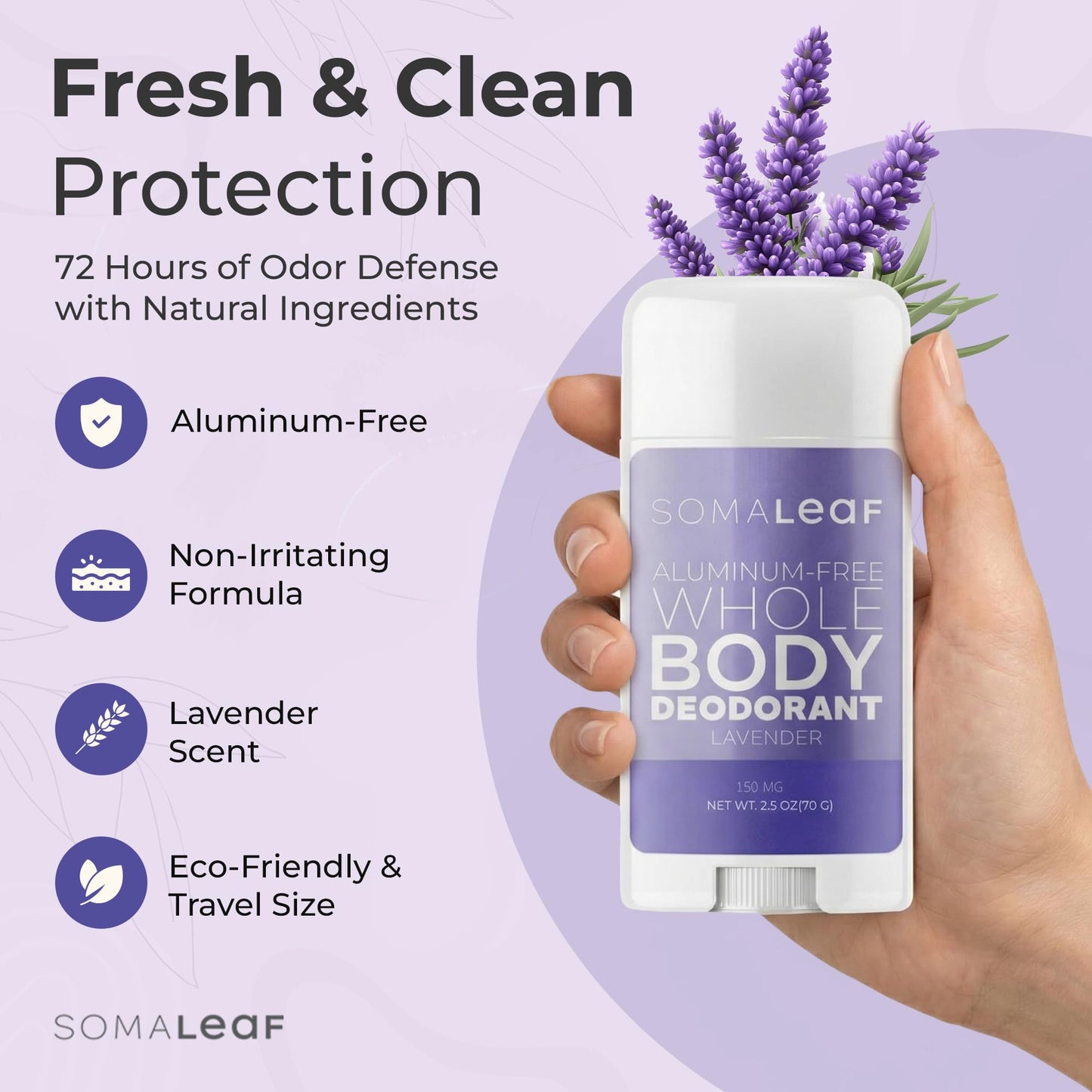 Full Body Deodorant Stick Features Naturally Sourced Ingredients, Aluminum-Free Deodorant Suitable for Both Men and Women | 72 Hours of Odor Defense, 2.5 oz