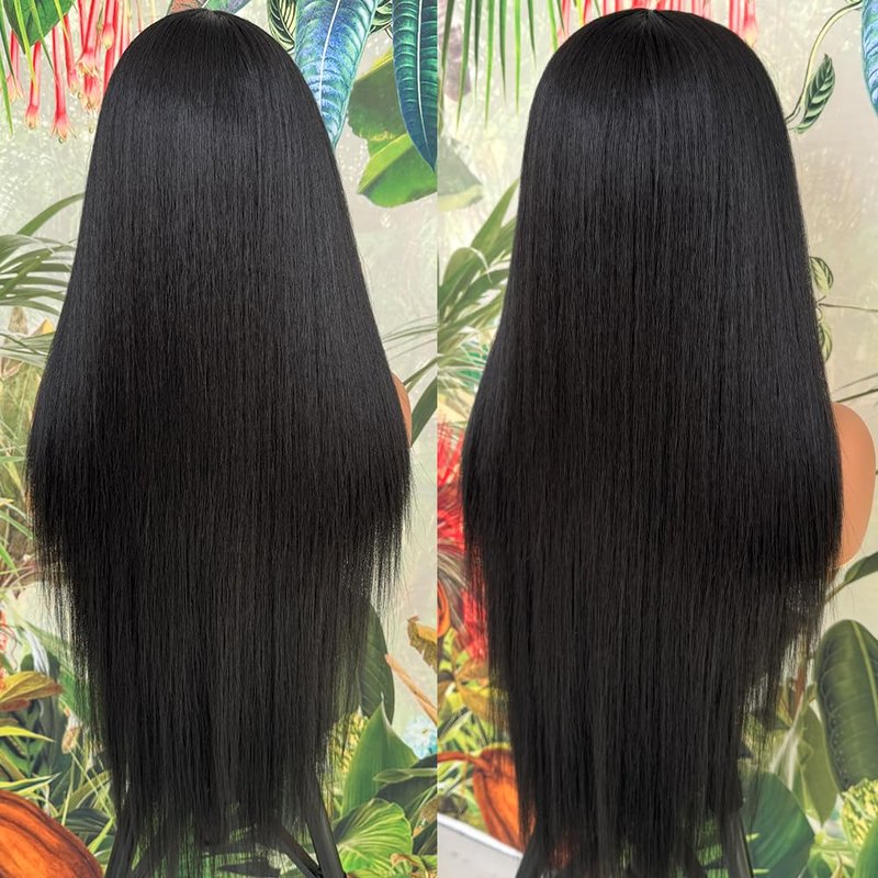 QD-Tizer Synthetic Lace Front Wigs for Black Women Straight Long Hair Wig Pre Plucked Bleached Knots with Baby Hair Heat Resistant Full Wigs Glueless