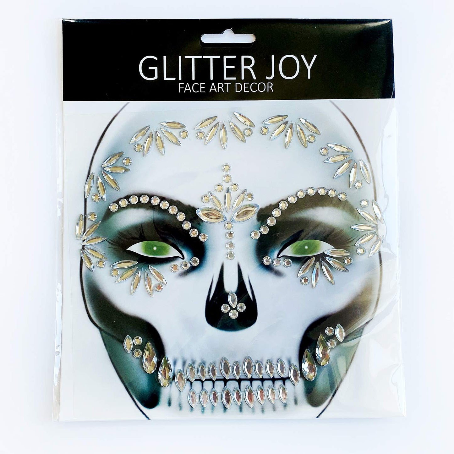 Day of the Dead Face Jewels Tattoo, Jack-O-Lantern Temporary Face Tattoos, Rhinestone Face Jewels Tattoo Stickers for Men Women Kids Halloween Festival Rave Party Cosplay Makeup