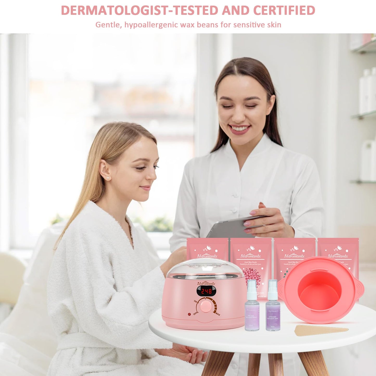 Waxing Kit -Digital Wax Warmer Machine for Hair Removal with 4 Packs of Hard Wax Beads & Silicone Pot for Full Body, Legs, Face, Eyebrows, Bikini, Brazilian at Home Waxing Kit for Women Mothers Day