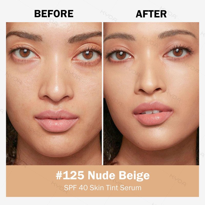 KYDA Skin Tint with SPF 40, Tinted Mineral Sunscreen Serum with Zinc Oxide,Tinted SPF Serum Foundation,Long Lasting Buildable Coverage like Foundation-1 Fl Oz, Nude Beige