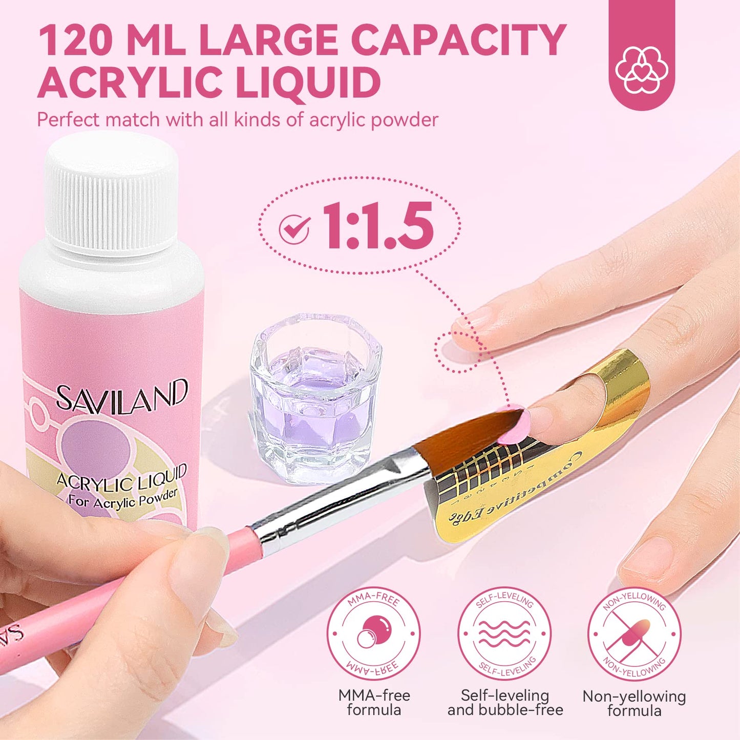 SAVILAND Acrylic Nail Kit with Everything: Complete Nails Kit Acrylic Set For Beginners & Enthusiasts Gel Polish Set U V Lamp, Nail Brushes, and Decorations for DIY Home Salon
