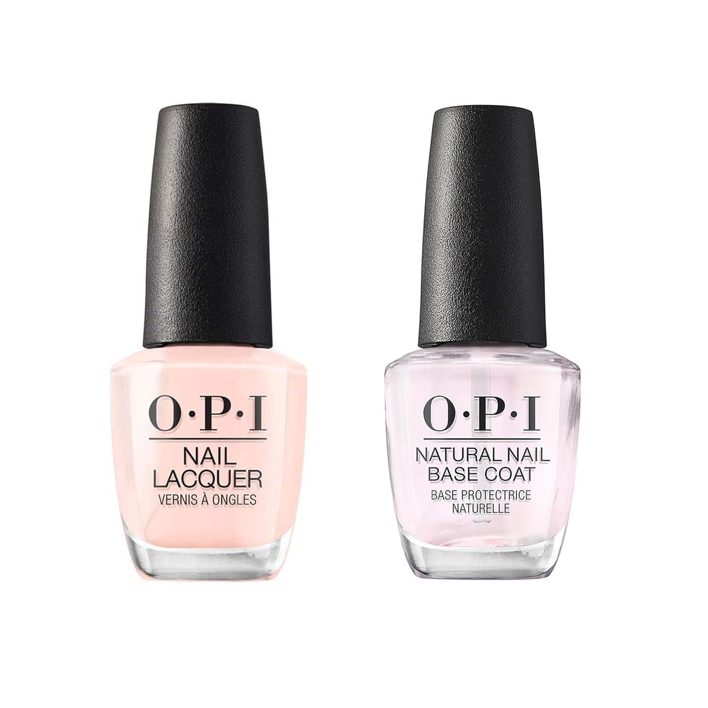 OPI Nail Lacquer Bundle: Bubble Bath Nude Polish & Natural Base Coat, 0.5 Fl Oz