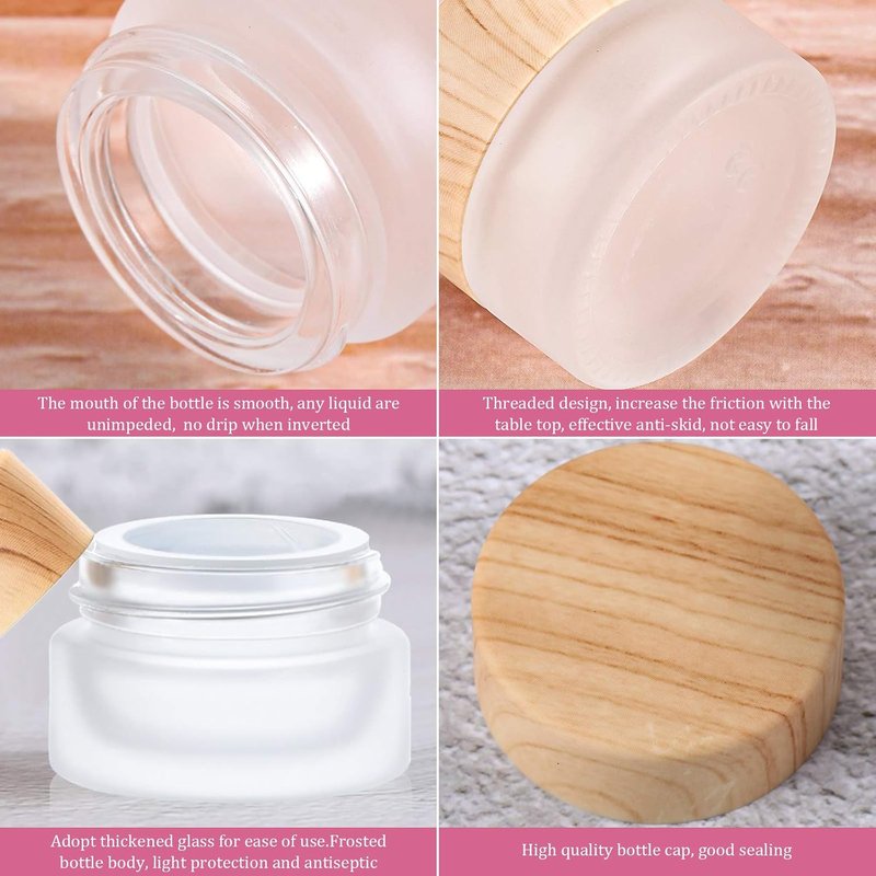 Glass Cosmetic Containers - 30 Empty Sample Jars with Leak-Proof Lids for Lotion & Cream | 30 Gram