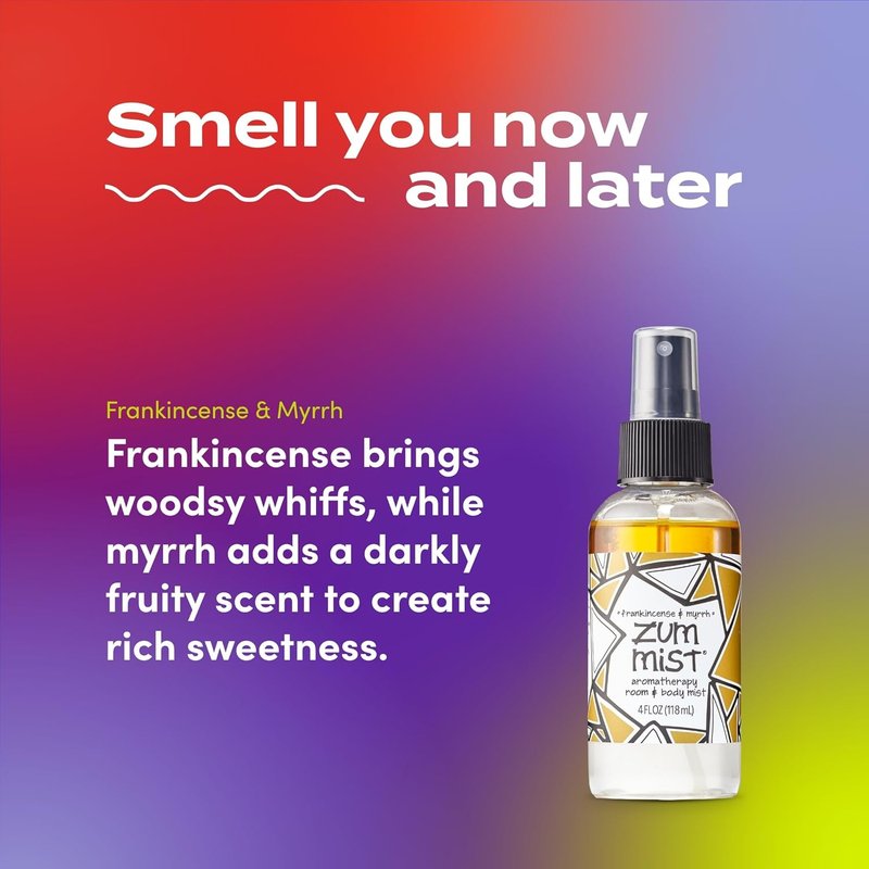 Indigo Wild Zum Mist Room & Body Spray - Aromatherapy Essential Oil Mist - Frankincense & Myrrh Scent | 4 fl oz (2 Pack)