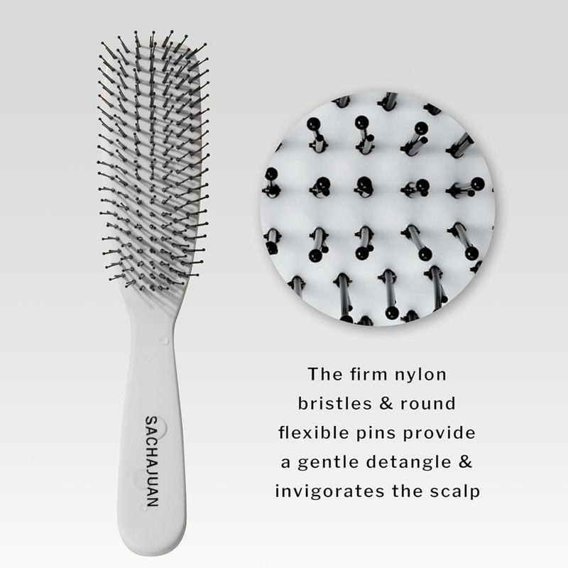 SACHAJUAN Detangling Hairbrush - Gentle Knot Removal for Wet & Dry Hair | Soft Nylon Bristles & Flexible Pins