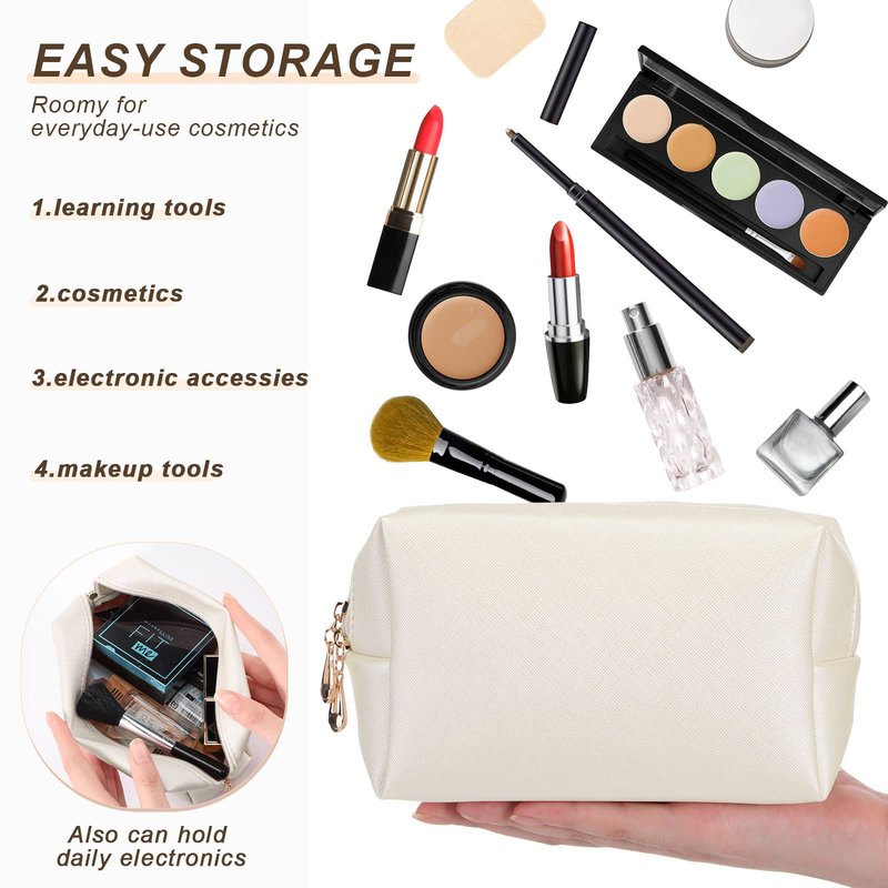 Chunful 18 Pcs Cosmetic Bags Bulk Makeup Bag Set for Women Preppy PU Leather Zipper Small Purse Water Resistant Portable Travel Toiletry Pouch, 18 Colors
