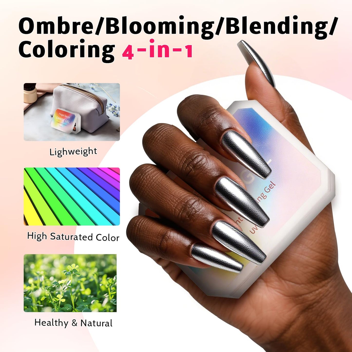 Ombre Nail Gel Set - 9 Colors Sponge Pat Paint for Floral Nail Art, No Wipe, UV/LED Curing