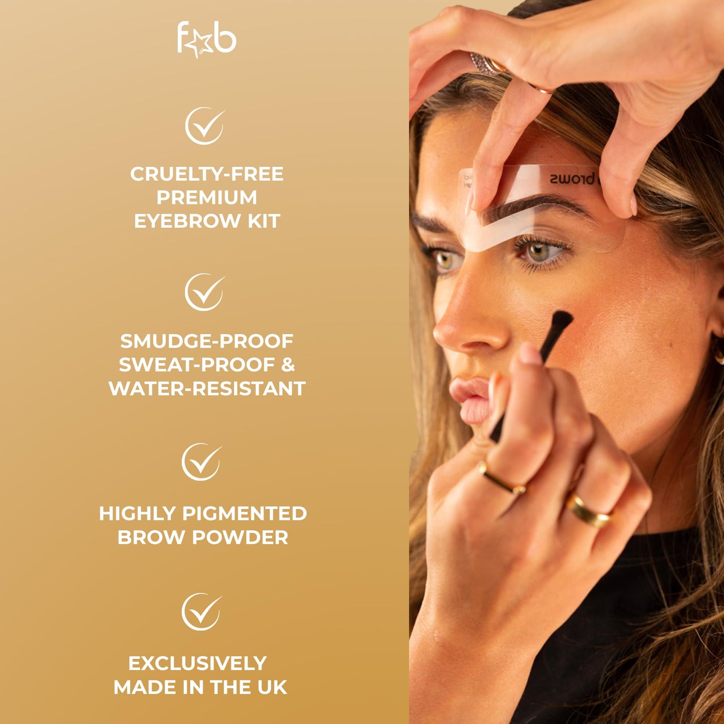 Fab Brows Duo Eyebrow Kit, Ultimate Brow Stencil Kit with Compact Powder Mirror and Eyebrow Shaper, Waterproof Eyebrow Makeup Kit Contour Palette, Eyebrow Cosmetics, (Light/Medium Brown)