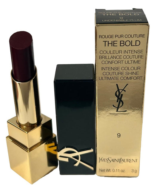 YVES SAINT LAURENT YSL Rouge Pur Couture THE BOLD Lipstick Color # 9 UNDENIABLE PLUM, 1 Count (Pack of 1), RED