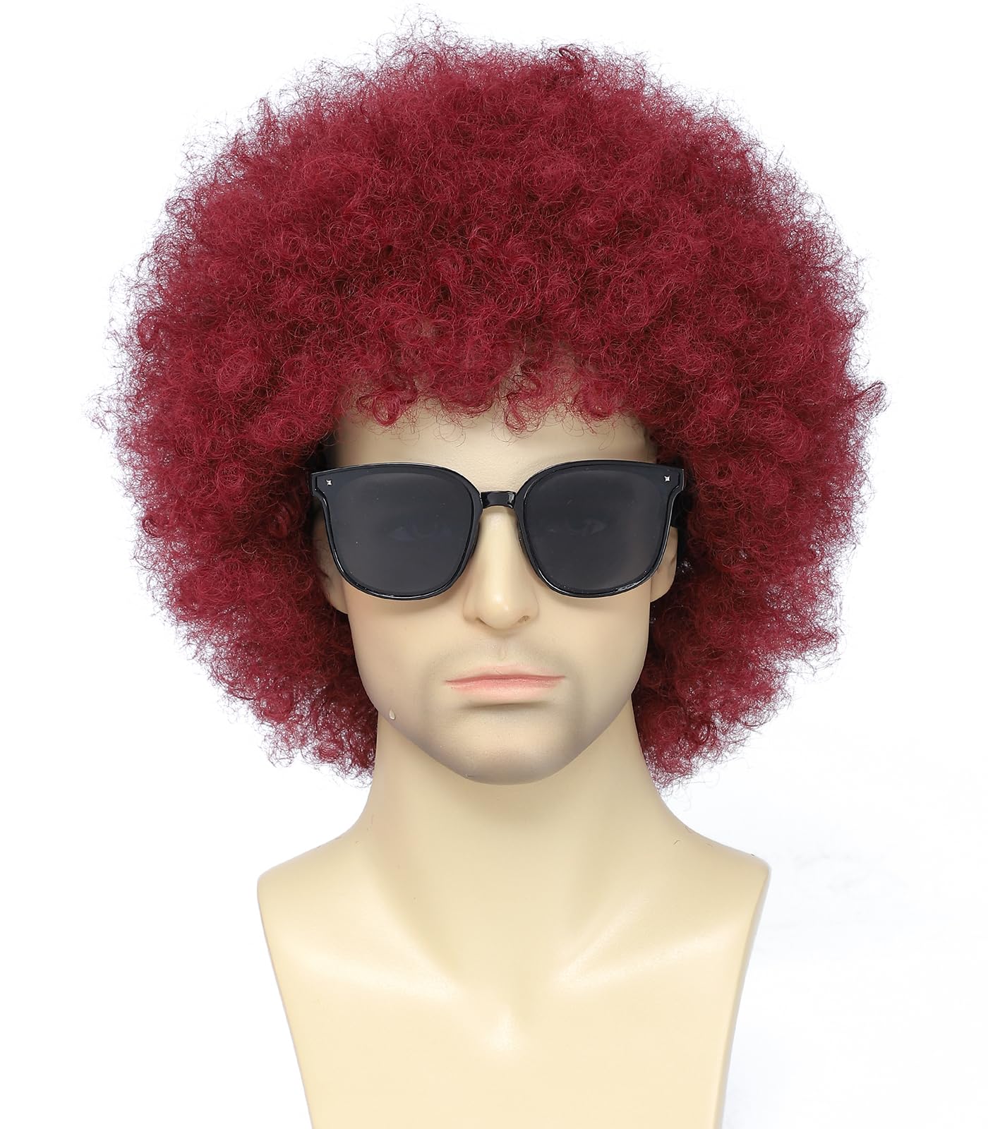 Cariniss 70s Disco Afro Wig - Unisex Large Curly Wig, Perfect for Halloween, Cosplay, Retro Parties, Disco and Clown Costumes (Red)