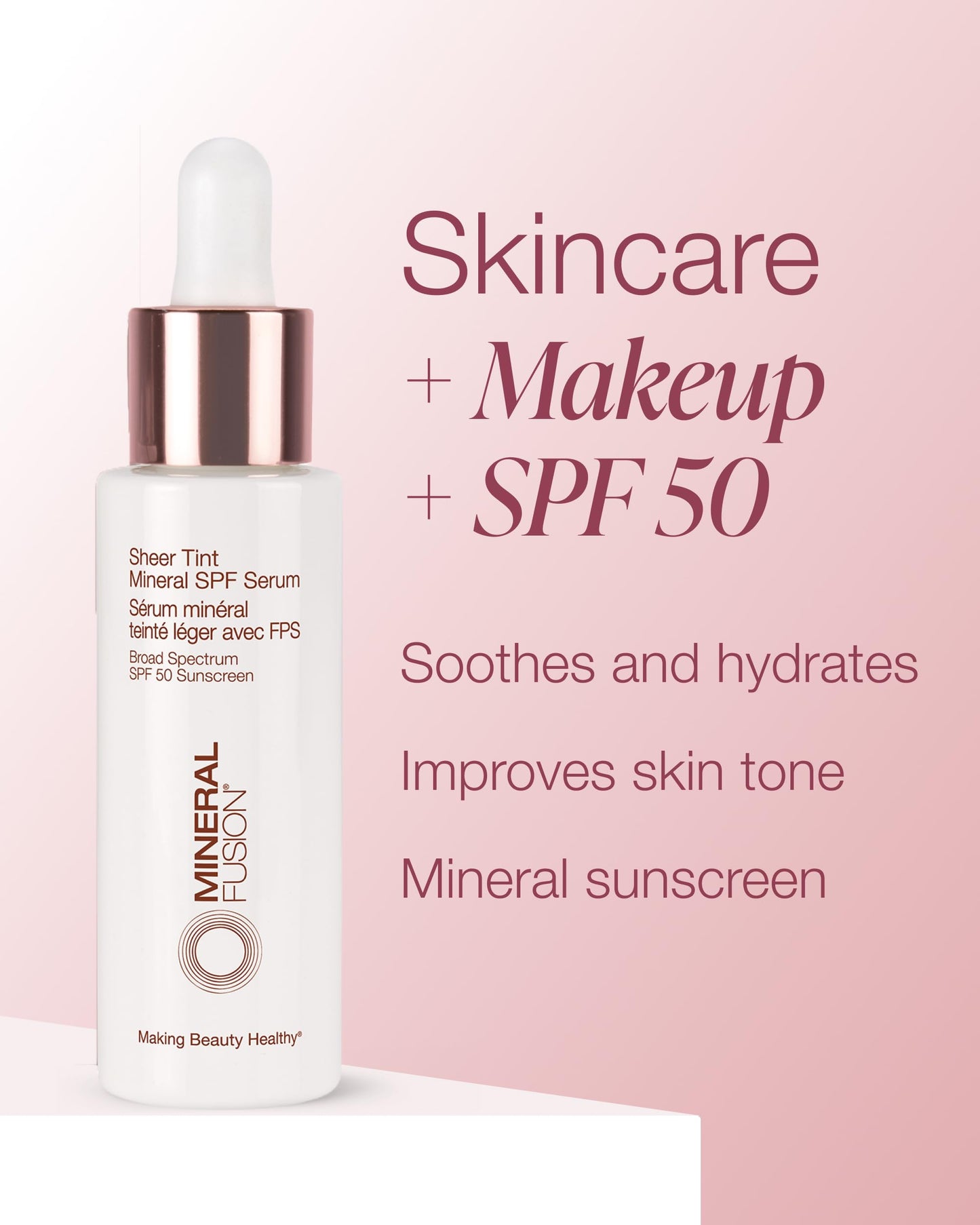 Mineral Fusion Sheer Tint Mineral SPF 50 Face Serum (Tan), 1 Fl Oz