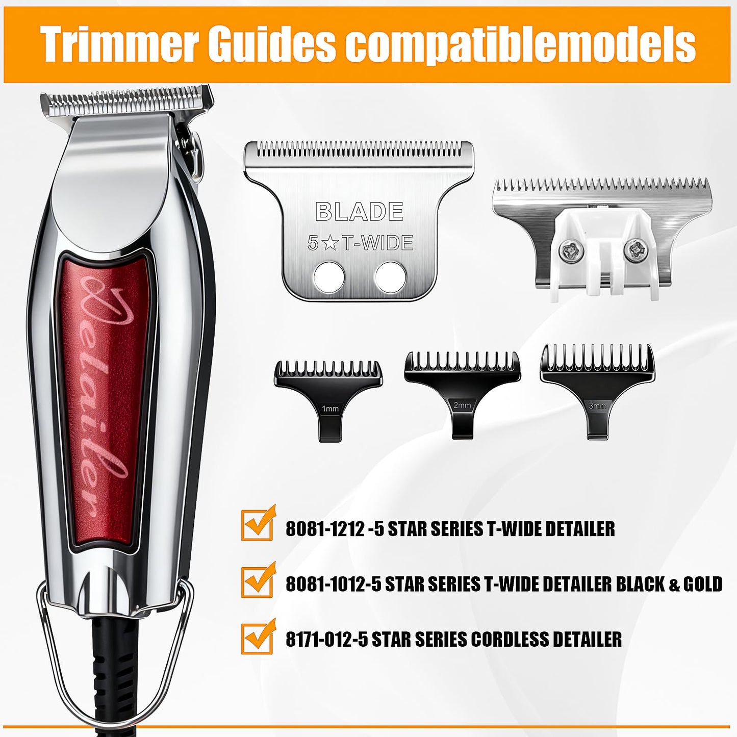 #2215 T Wide Adjustable Trimmer Blades for Wahl 5 Star Series Detailer (8081) and Cordless Detailer LI (8171) Hair Clippers Blades-Model 2215