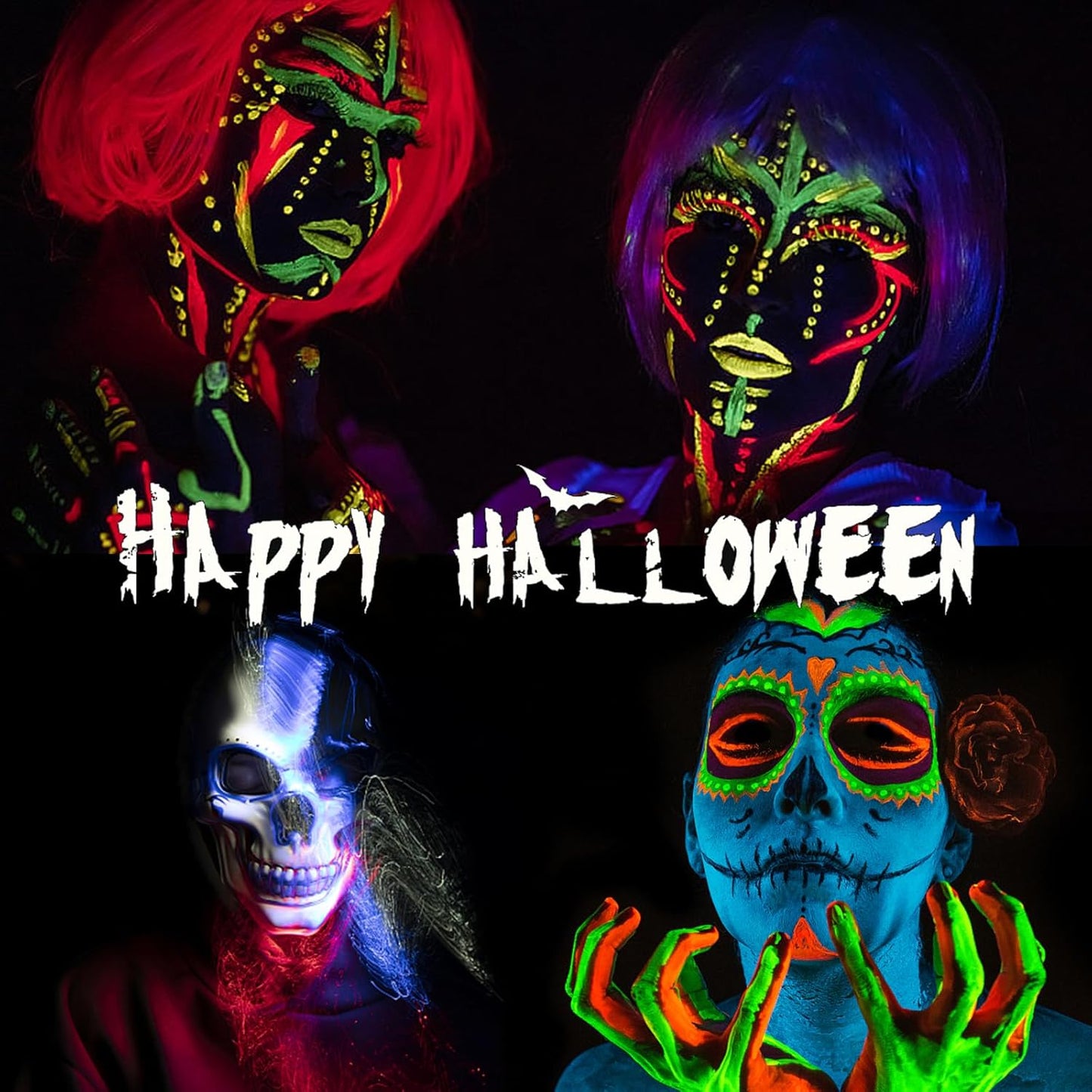 Glow in The Dark Face Body Paint Kit - Neon Makeup Sticks for Halloween | 10 Color Set