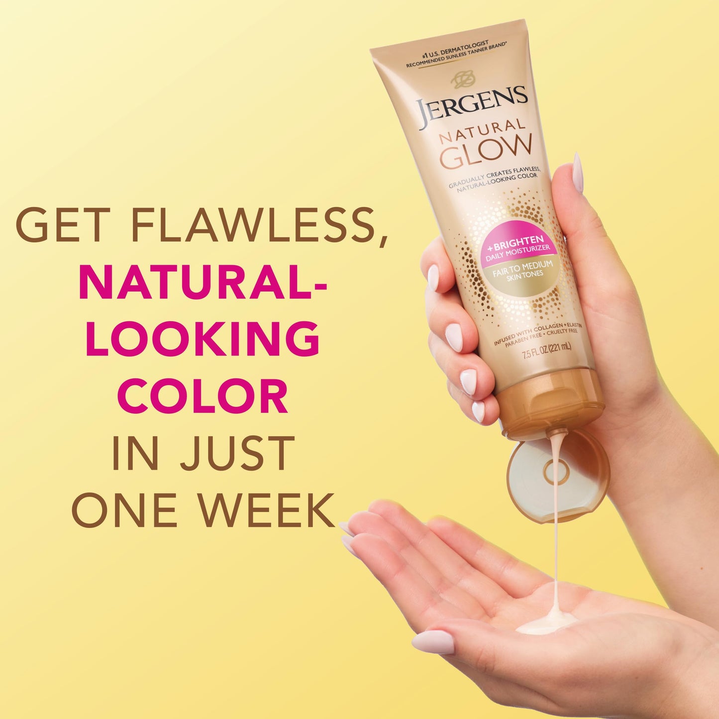 Jergens Natural Glow Self Tanner Body Lotion, Fair To Medium, 7.5 oz, 2 pk