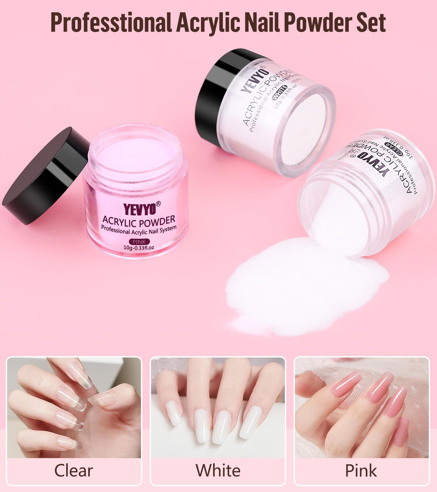 Yevyo Acrylic Nail Kit with Drill, 4 Colors Gel Polish and UV Light, 24 Colors Glitter Acrylic Powder and Brush Set for Beginners