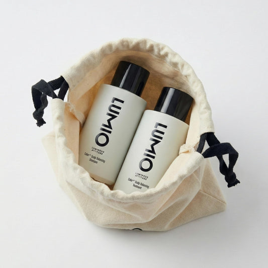 LUMIO Color+ Scalp Shampoo & Treatment Travel Set (50ml x2) with Pouch | Korean Scalp-First System for Damaged Color-Treated Hair | Professional Salon Formula, Sulfate-Free, Low pH