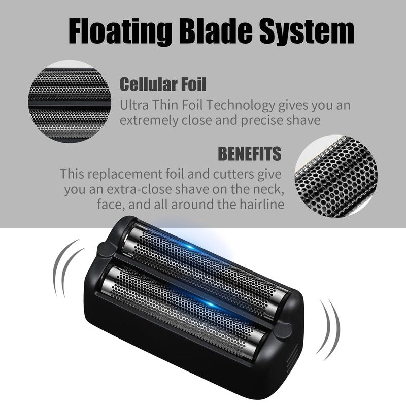 Shaver Replacement Foil and Cutter,Compatible with BaBylissPRO FXONE BlackFX Double Foil Stick Shaver,Black