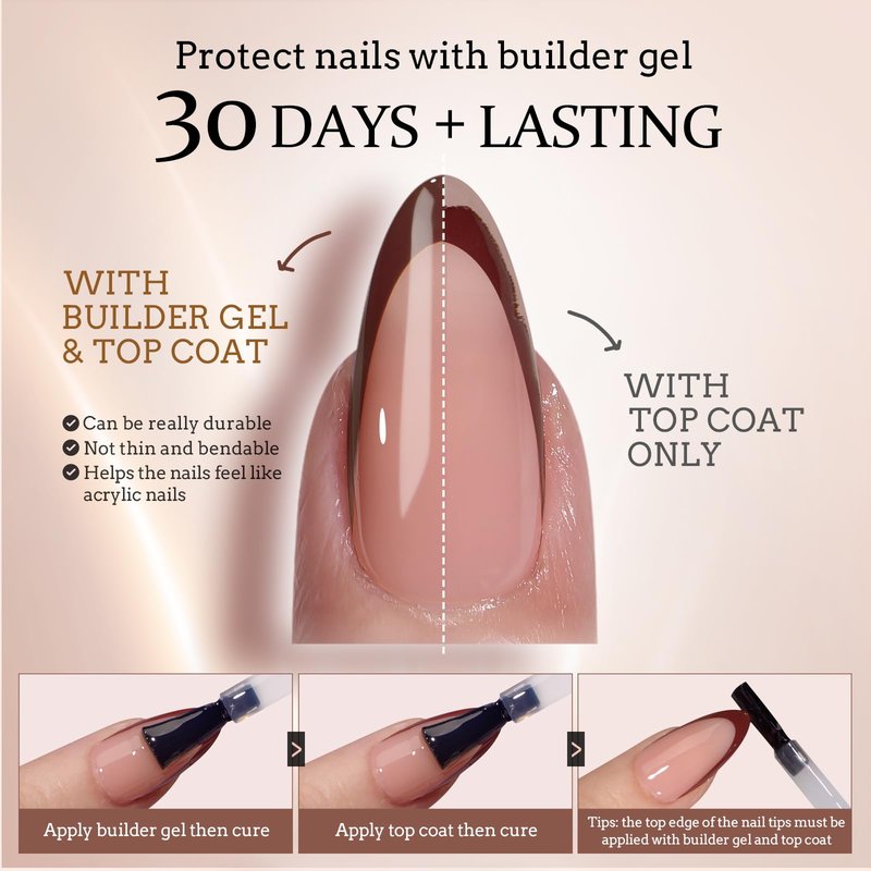 BTArtboxnails XCOATTIPS Press on Nails Short - Skin Tones Almond Nail Tips, Soft Gel Nail Tips with Nail Gel, French Protecting Duo, Nail Lamp, All in One Fake Nails French Tip Nails Kit