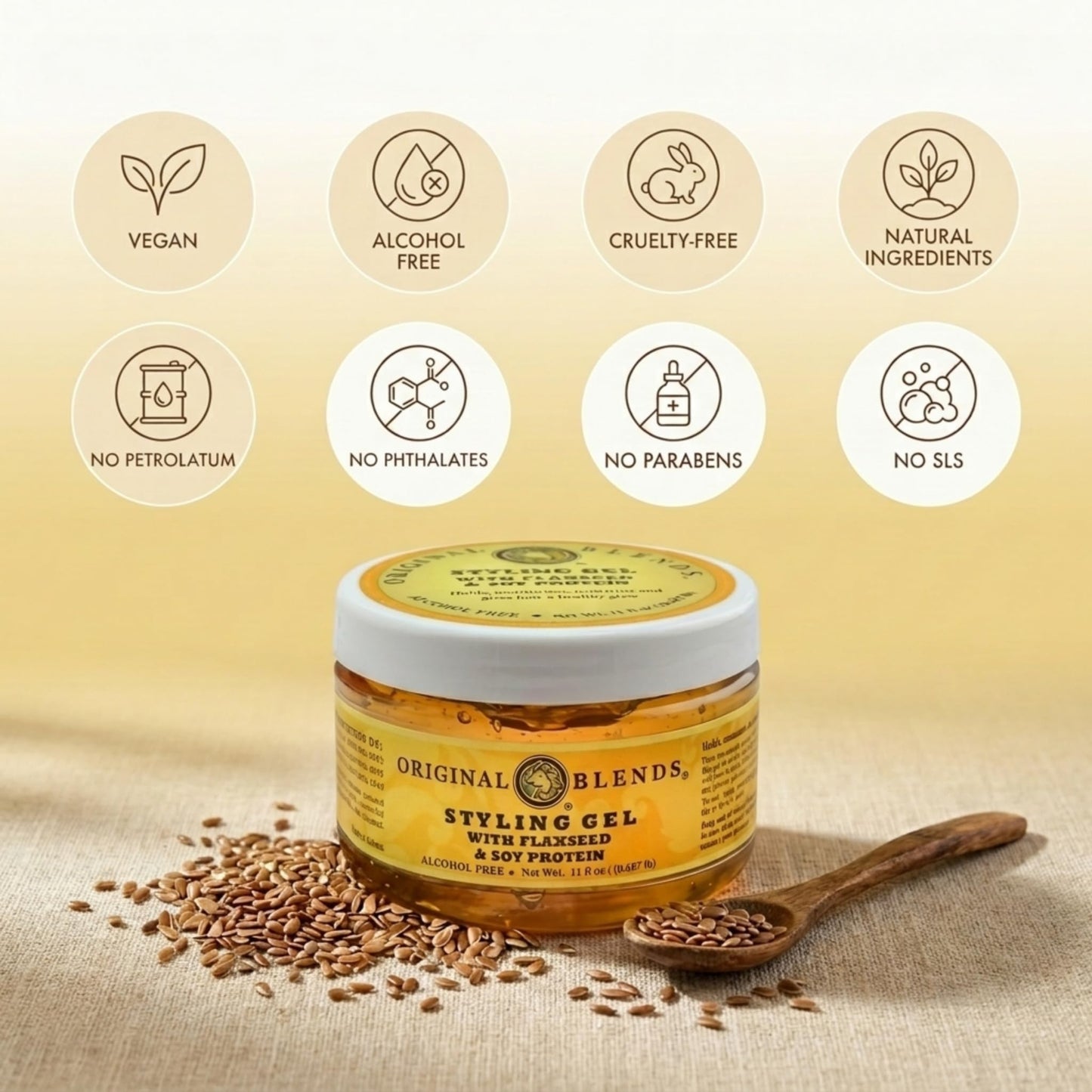 Natural Flaxseed Hair Gel for Kids & Families Alcohol-Free, Sulfate-Free, Paraben-Free, Vegan – Tames Frizz – Moisturizing & Gentle Styling Gel for Toddlers, Children & Adults (17.25oz Pump)