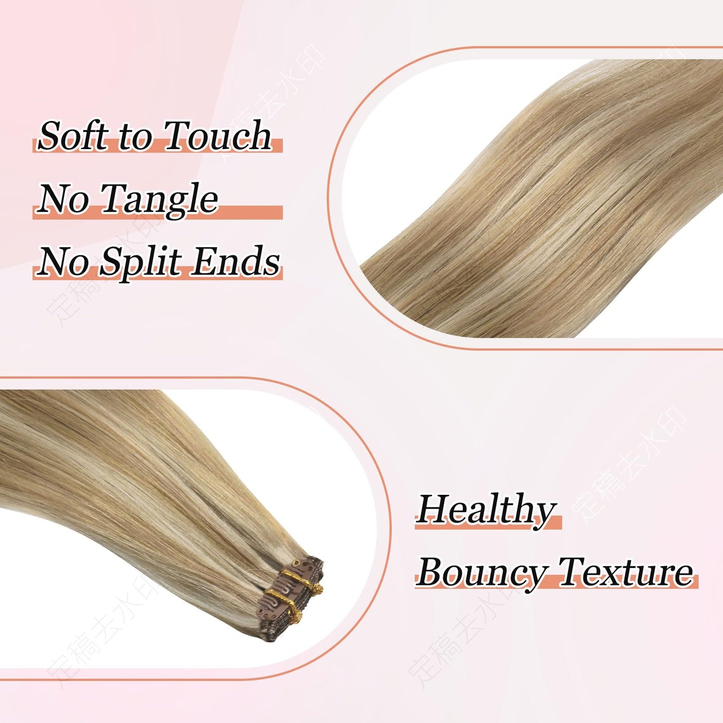 MEI YUAN LIN Clip in Hair Extensions Real Human Hair 5pcs 30g 20inch Single Clip Design for Flexible Wearing Remy hair extensions Light Blonde Highlighted Golden Blonde Easy to Apply & Remove