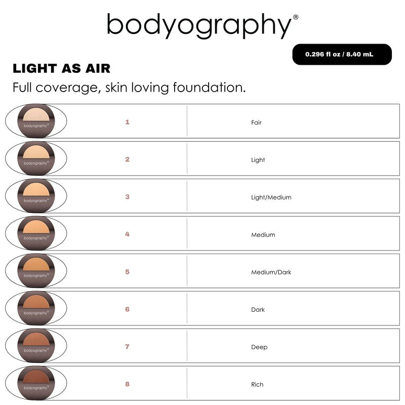 Bodyography Silk Cream Foundation – Light/Medium | Hydrating, Weightless Liquid Cream Foundation with Hyaluronic Acid & African Rooibos Tea | Medium-to-Full Coverage, Luminous Finish