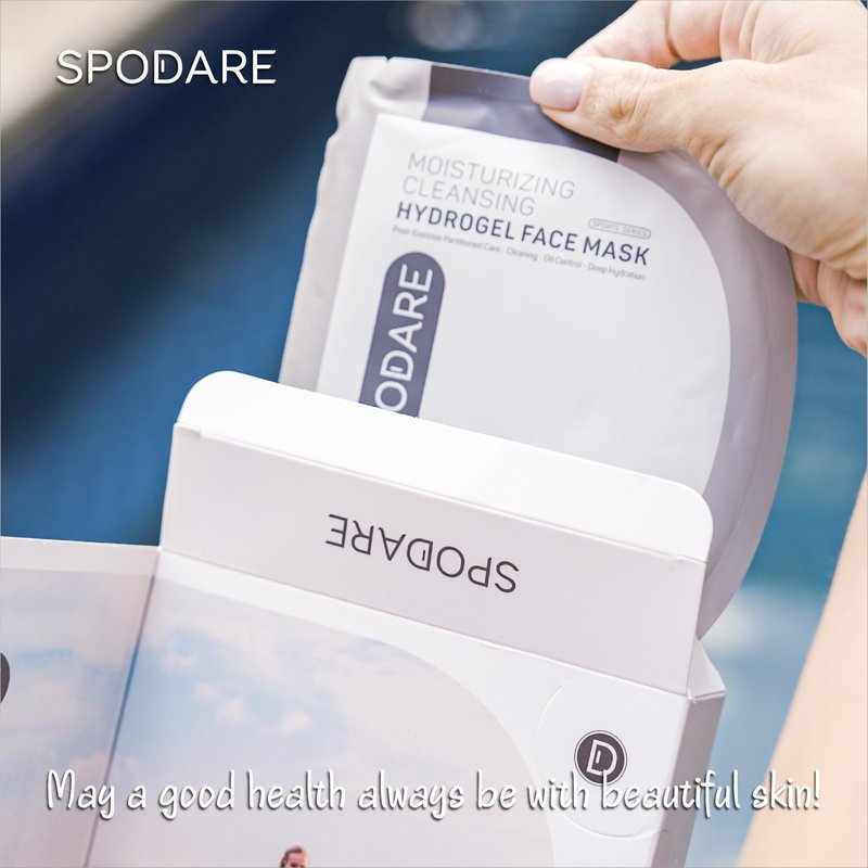 SPODARE SPORTS MASK - Partitioned Care Hydrogel Face Mask - Cleanse and Moisturize When You Need It Most - Deeply Purifying and Super Hydrating after Exercise - For All Skin Types - 5 Pc