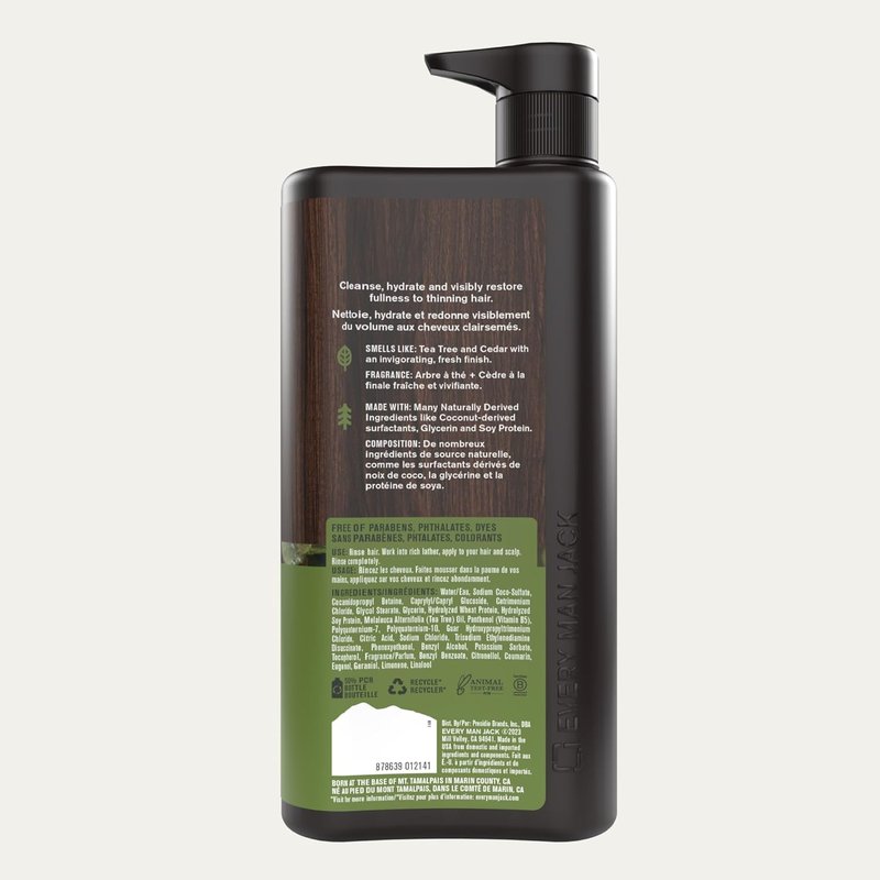 Every Man Jack 2-in-1 Men's Shampoo & Conditioner - Thickening Tea Tree | Moisturizing & Volumizing - 24oz