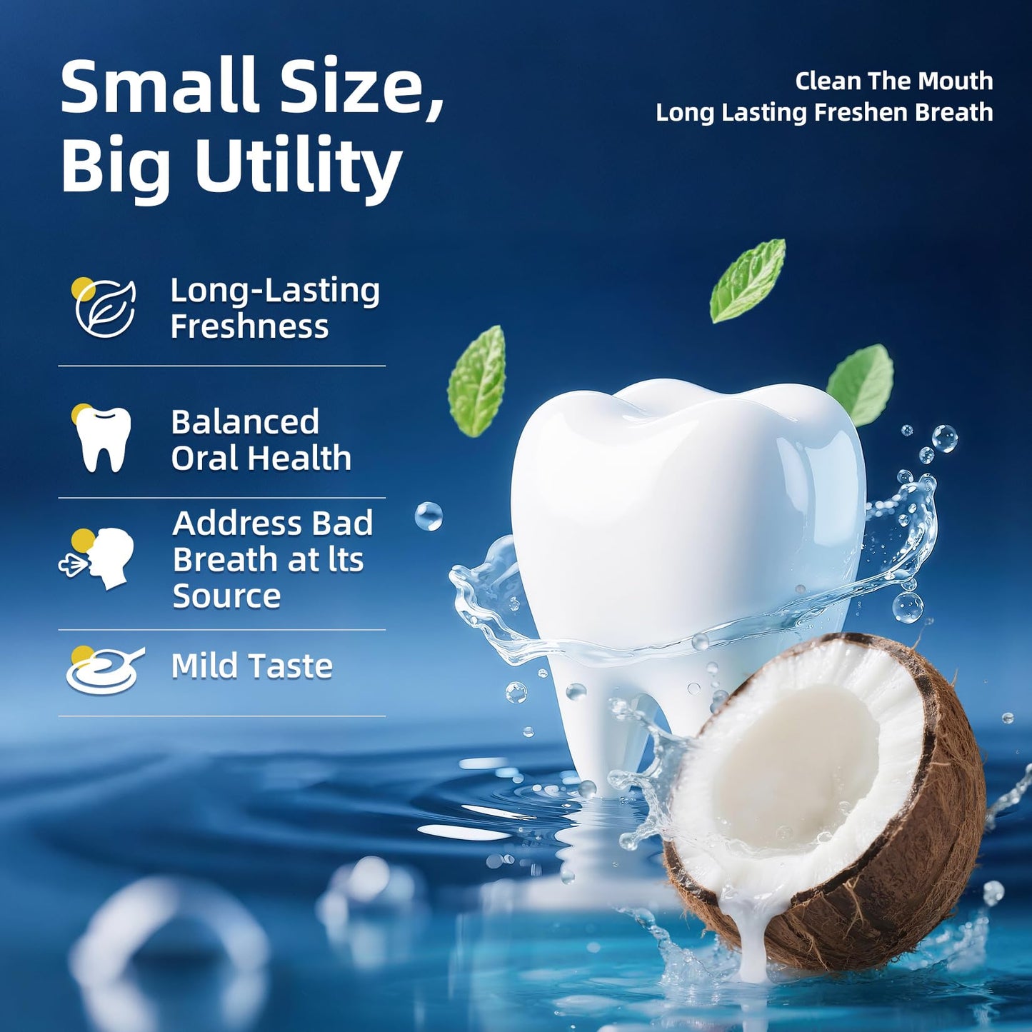 RAZOKO Disposable Mouthwash Travel Size-Fresh & Non-Greasy/Fresh Mint +Coconut Portable Packets,Alcohol & Fluoride Free,Gentle for Oral Care (0.41 Fl Oz (Pack of 20)