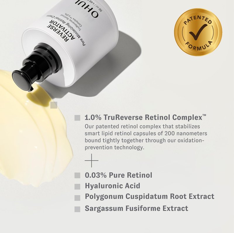 O Hui Reverse Activator Pore Minimizing Retinol Cream | Korean Skin Care | Low to Non-irritating Retinol Moisturizer for Face | Visibly Reduces Wrinkles and Pore Size