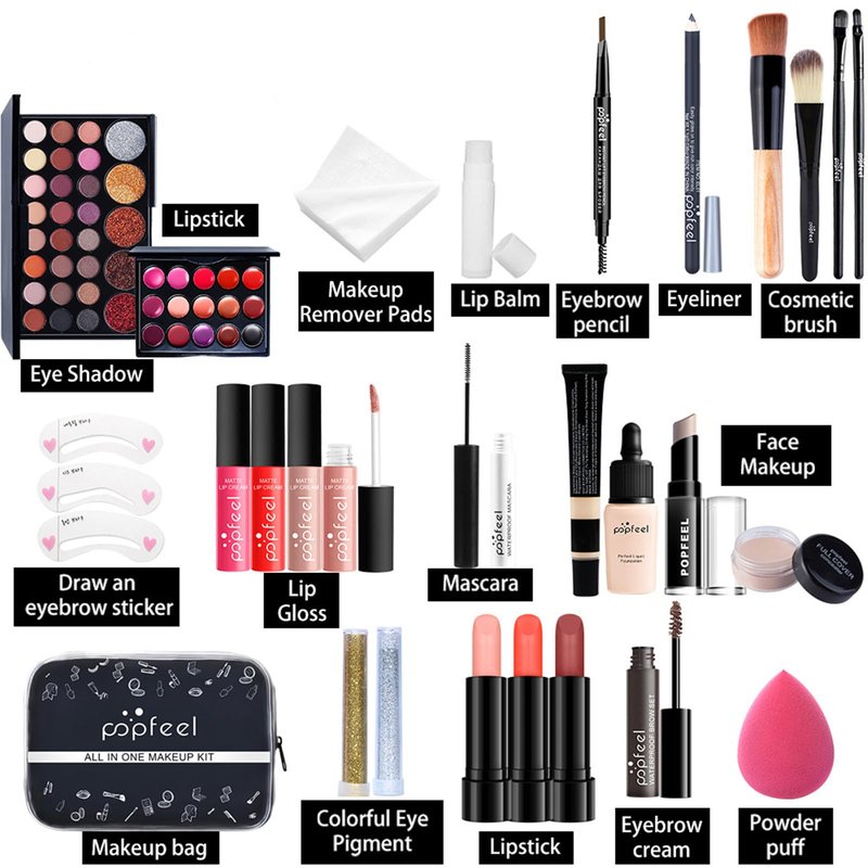 All in One Makeup Kit for Women Full Kit, Mother's Day Makeup Gifts Set for Women Girls, Makeup Essential Bundle Include Eyeshadow Palette Lipstick Blush Foundation Concealer Mascara Eyebrow Pencil