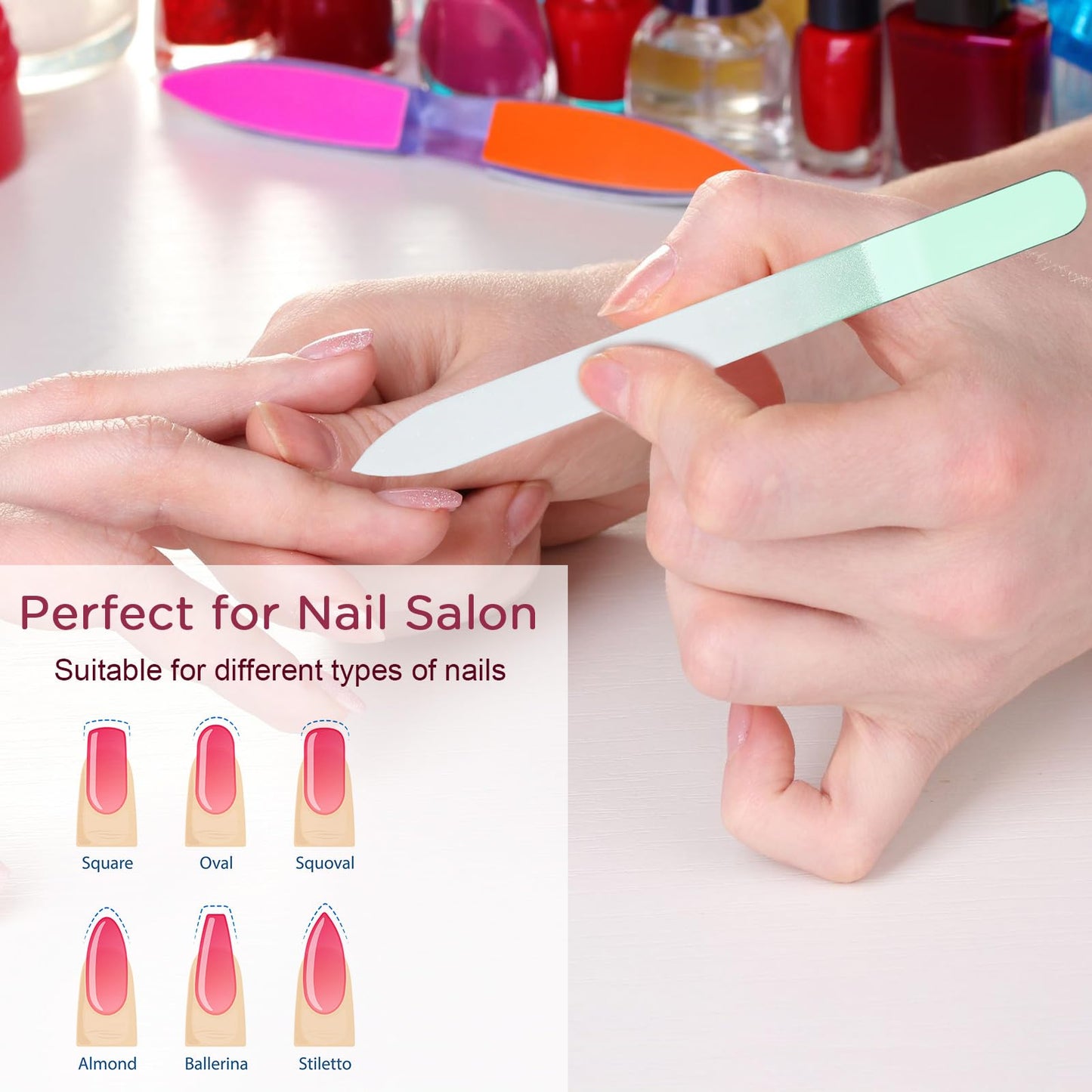 24 Pcs Glass Nail Files Bulk with Case Bulk Manicure for Women Professional Crystal Glass Nail File Double Sided, Gift 12 Colors