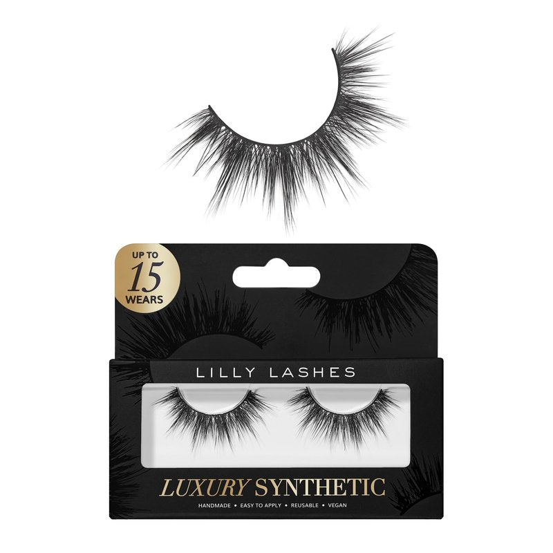 Lilly Lashes Luxury Synthetic False Eyelashes, Full Length Lash Extension 13mm, Natural Look - Natural Volume & Round Shape, Reusable Fake Lashes 15x, Lash Glue not Included (VIP)