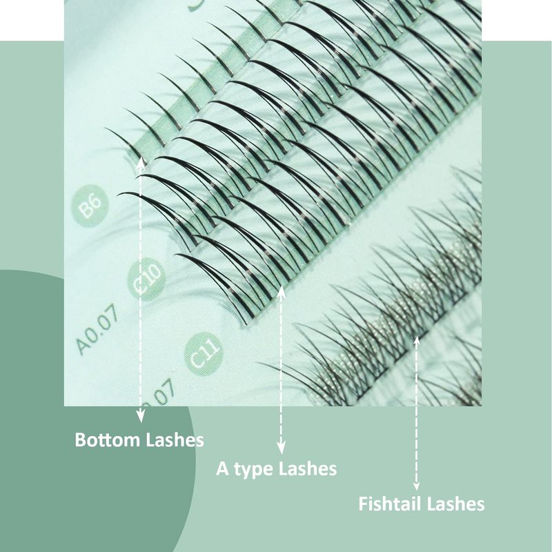 SIMER Individual Lashes 240 Clusters Lashes 3 Types Natural Eyelash Extension Kit DIY 0.07mm Thickness 6-11mm Fishtail Lash ＆ A Type ＆ Bottom Lashes False Eyelashes DIY at Home