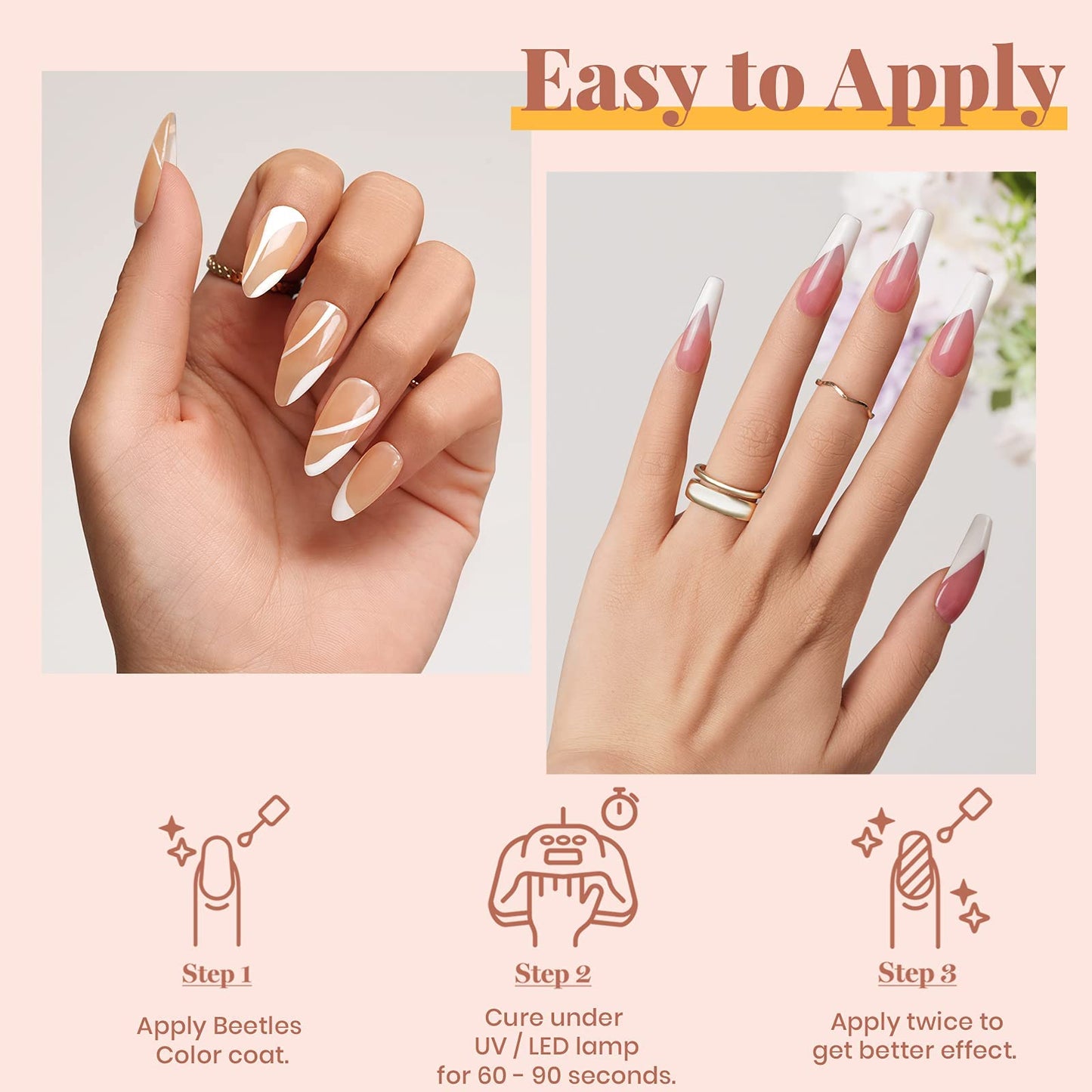 beetles Gel Polish Nail Set 6 Colors Milky White Sheer Pink Nude Jelly Transparent and 6 Colors Jelly Neon Purple Yellow Gel Polish Gel