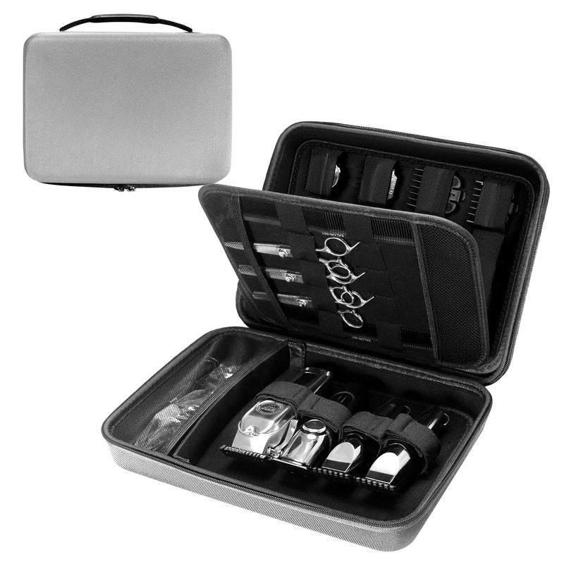 bibuks Professional Barber Clipper Case – Hard EVA Shell Oxford Fabric Travel Organizer for Clippers and Supplies, Portable Barber Storage Bag for Barbers & Stylists (Black)