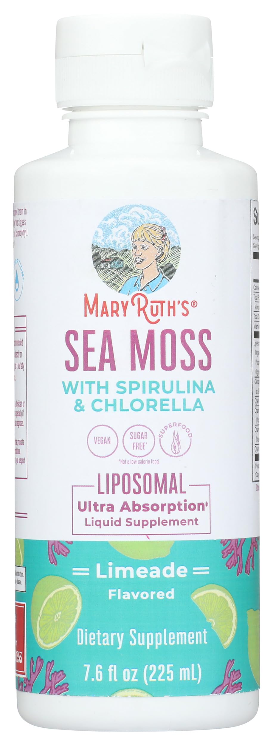 MARYRUTH'S Organics Sea Moss with Spirulina and Chlorella Liposomal | Chlorophyll | Dandelion Root | Superfood | Ultra Absorption | Vegan | Non-GMO | Gluten Free | 7.6 fl oz | 15 Servings