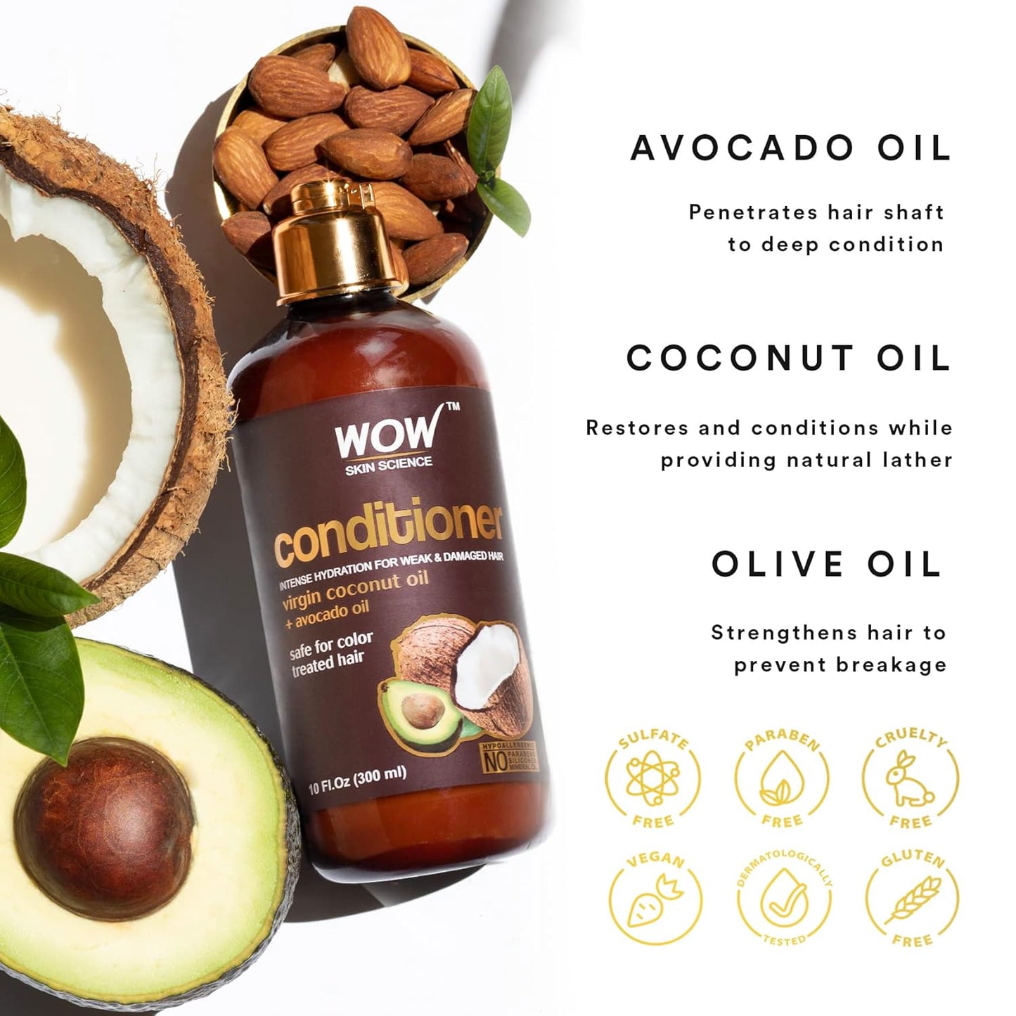 Coconut & Avocado Oil Hair Conditioner - Restore Dry, Damaged Hair | Sulfate & Paraben Free - 300 ml