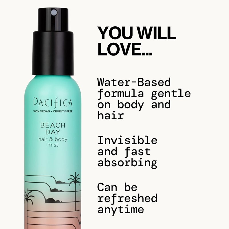 Pacifica Beach Day Hair Mist & Body Spray for Women - Bergamot, Orange Flower, Sandalwood, Amber, Musk | Alcohol-Free, Vegan, 5 oz