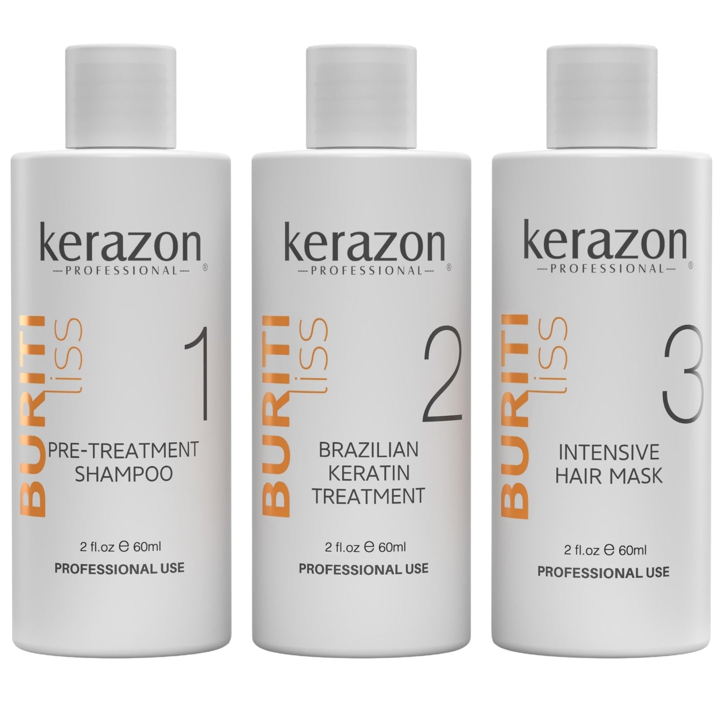 KERAZON Brazilian Keratin Treatment Buriti Liss Kit 2oz/60ml - At Home Keratin Treatment Smoothing and Straightening - Keratina para Alisar el Pelo - For All Hair Types