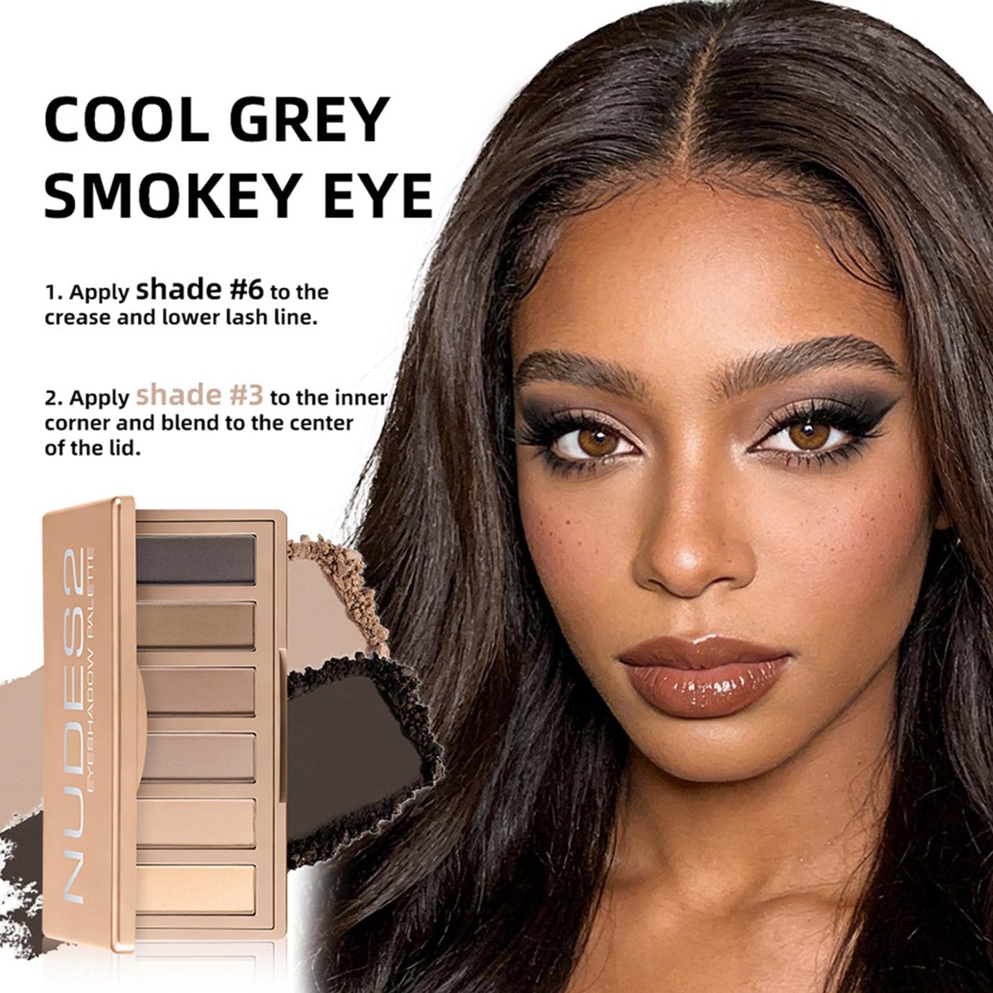 MOOMARTO 6 Matte Neutral Mini Eyeshadow Palette with Brush - Ultra Blendable Cool-Tone Nude Smokey Eye Shadow Palette, Long-lasting Wear Smooth Texture