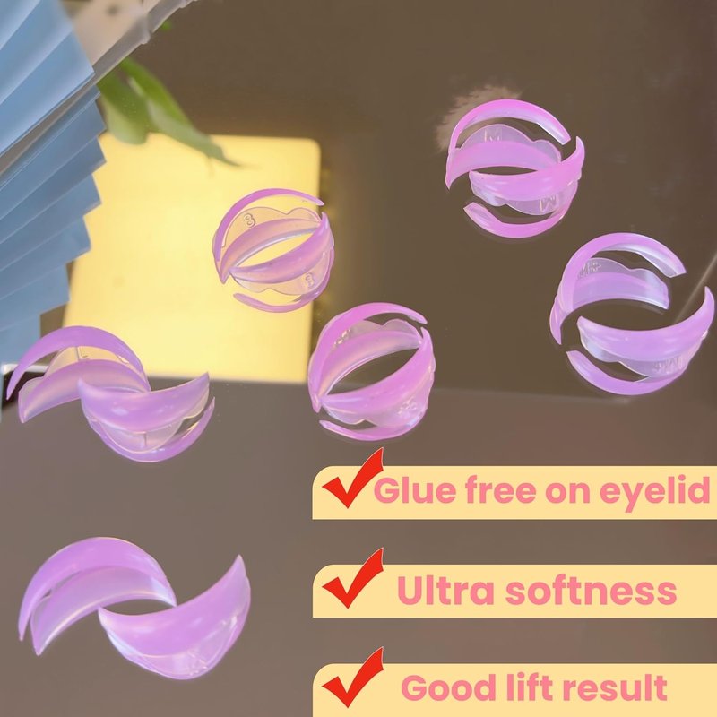 Lash Lift Shields C Curl - Flexible Eyelash Perm Rods for Natural Curl | 5 Sizes Available, Pink